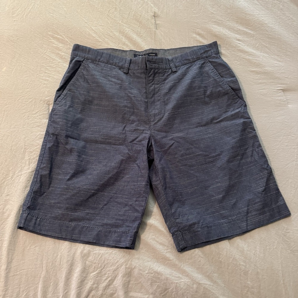 Tommy Hilfiger Chino Shorts Men's Size 34 Navy Blue Flat Front 100% Cotton
